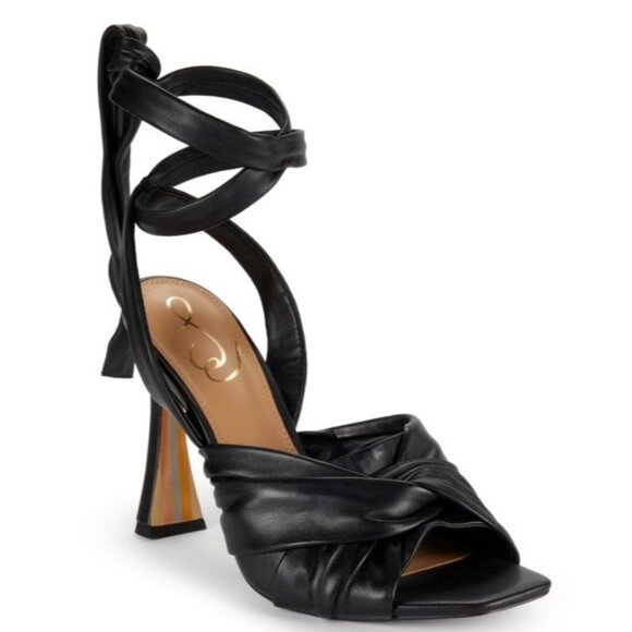 Sam Edelman Lenora Black Twisted Leather Stiletto Sandals Women's Size 5.5M - Picture 1 of 12